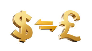 3d Altın Dolar ve Pound Sembol Simgesi Para Takas Oku 3d Görüntü