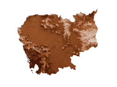 Kamboçya 'nın eski stili haritası, kahverengi grafikler antika Vintage stilinde. Yüksek detaylı 3d illüstrasyon
