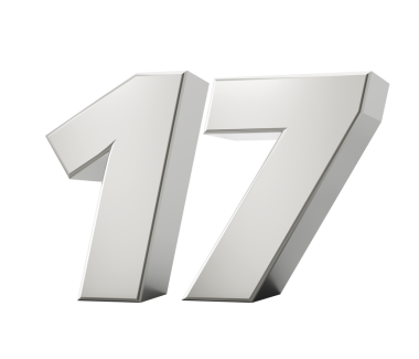 Gümüş 3D numara 17 17 17. 3d illüstrasyon