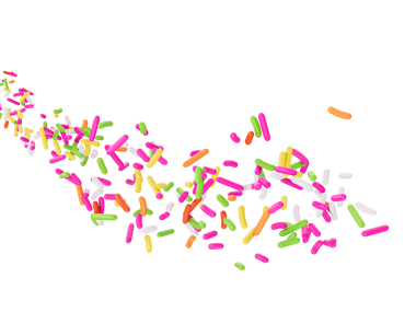 Renkli serpiştirmeler ya da Kekler İçin Meses Havada 3 boyutlu Görüntü