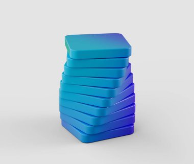 Bir yığın beyaz dikdörtgen blok, biraz çarpık bir şekilde sıralanmış. 3B Görüntü