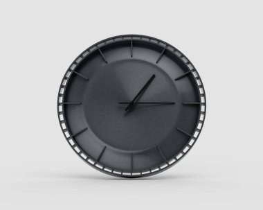 Modern Kömür Kara Duvar Saati 01: 15 Modern İç mekan 3D İllüstrasyon için 1: 15