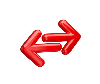 3D İki Kırmızı Ok takası ve transferi sembolize ediyor. 3d illüstrasyon