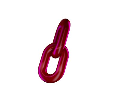 Üç boyutlu kırmızı zincir halka simgesi, parlak bir bitiş ile bağlantı ve birliği sembolize ediyor. 3d illüstrasyon