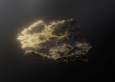 Polonya Altın Metalik Doku Haritası Altın Rezervleri ve Altın Madencilik Konsepti 3B İllüstrasyon