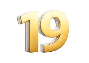 3D Altın Parlak 19 numara Gümüş Dış Çizgili 3D Görüntü