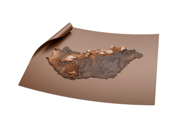 Macaristan 'ın Eski Tarzlı Kahverengi Haritası Açılmamış Harita Kağıt Sayfa 3d Görüntü