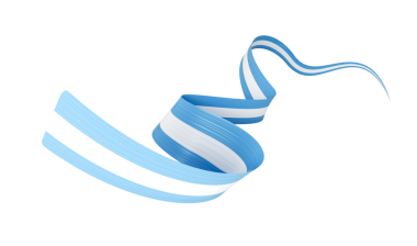 3d Arjantin Bayrağı 3d Dalgalı Kurdele Bayrağı, 3d illüstrasyon