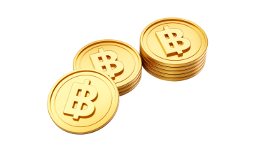 3D Yığın Altın Tayland Baht Bozuklukları Parlak Yuvarlak Sikkeler Yığın 3D İllüstrasyon