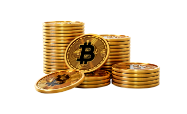 3D Altın Kripto Para Yığını Bitcoin Parlak Yuvarlak Sikkeler Yığını 3D İllüstrasyon