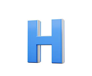 Mavi Büyük Harf H Parıldıyor Zarif Modern Tasarım Kalın Yazı Tipi Keskin Kenarlı 3B Görüntü