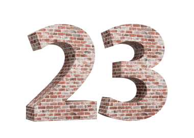 23 numara. Eski Grunge Duvarı 'ndan yapılma 3 boyutlu bir resim.