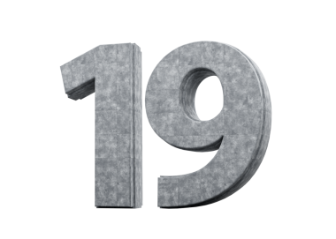 Beton Numarası 19. Gri Beton Taştan Yapım 3 boyutlu Görüntü