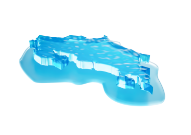 Kosta Rika 'nın Su Haritası Derin Okyanusta Eriyen Küresel Isınma Buzulu Mavi Su 3D Görüntü