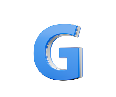 Mavi Büyük Harf G Parıldıyor Parlak Modern Tasarım Kalın Yazı Tipi Keskin Kenarlı 3B Görüntü