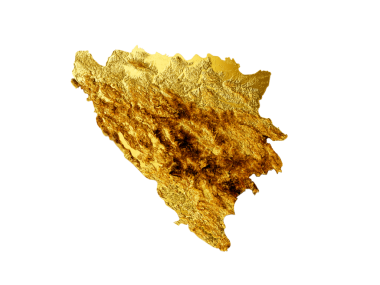 Bosna Haritası Altın Metal Renk Yüksekliği Haritası 3d illüstrasyon
