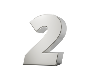 Gümüş 3D numara 2 3 boyutlu illüstrasyon