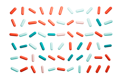 Renkli konfeti deseni. Fırın temalı donut, kek şekeri serpiştirme. 3d illüstrasyon