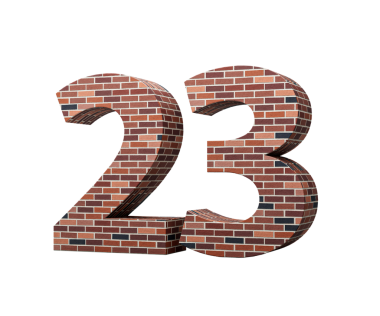 Duvarın numarası 23 23. Renkli Tuğla Duvarı 3 boyutlu İllüstrasyon