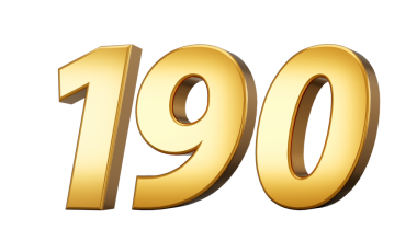 3D numara 190 yüz doksan altın metin yansıması 3d illüstrasyon