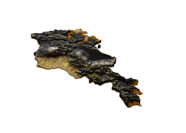 Ermenistan Altın Metalik Doku Haritası Siyah 3B Görüntü