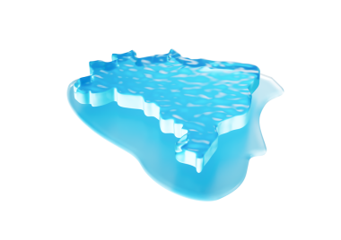 Brezilya 'nın Su Buz Haritası Küresel Isınma Buzulunu Derin Mavi Su 3D illüstrasyonunda Eriten