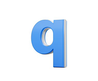 Mavi küçük harf q alfabe q ışıldar Işıl ışıl modern tasarımı ile keskin kenarlı 3B illüstrasyon