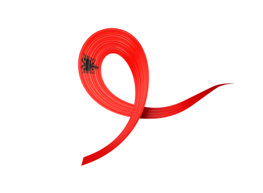 3d Arnavutluk Bayrağı Parlak Dalgalı Farkındalık Kurdelesi 3d Görüntü