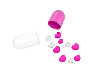 Açık Pembe ve Parlak Kapsül, Minimum Kalp Şeklinde Haplar 3 boyutlu İllüstrasyon