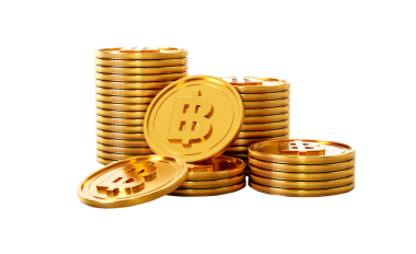 3D Yığın Altın Tayland Baht Bozuklukları Parlak Yuvarlak Sikkeler Yığın 3D İllüstrasyon