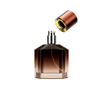 Zarif Amber Cilalanmış Cam Parfüm Şişesi Açık Cilalı 3 boyutlu Görüntü
