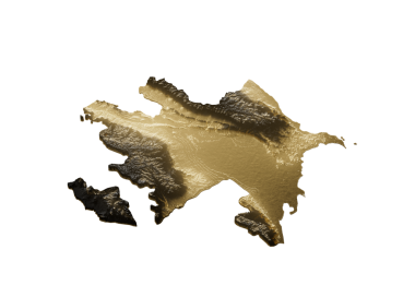 Azerbaycan Haritası Altın Metalik Doku Haritası Altın Rezervleri ve Altın Madencilik Konsepsiyonu 3B Görüntü