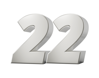 Gümüş 222 Numara Beyaz Arkaplanda İzole Edilmiş 3D Görüntü