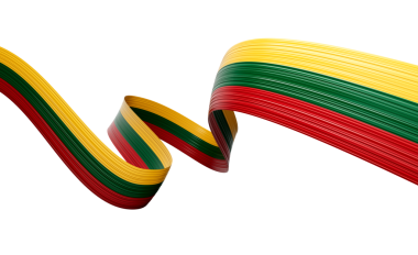 3 d Litvanya Bayrağı 3 d Dalgalı Parlak Litvanya Çarpık Kurdele Yeşil 3d Görüntü