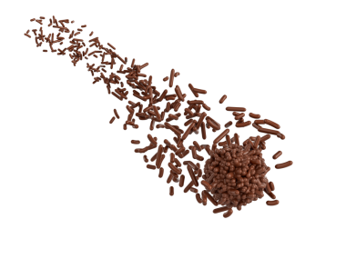 Çikolata parçacıkları geliyor ve Brigadeiro Brezilya Tatlı Topu 3D Görüntü 'de duruyor.