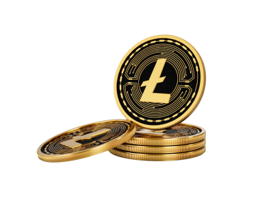 3D Altın Kripto Para Birimi Litecoin Yuvarlak Sikkeler Yığını 3D İllüstrasyon