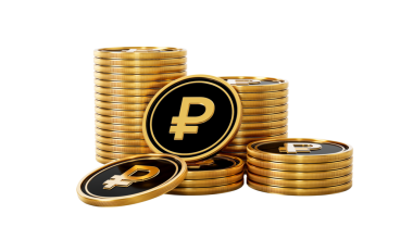 Parlak Altın ve Siyah Rus Rublesi Yuvarlak Bozuk Paralar Yığını 3D Resimler