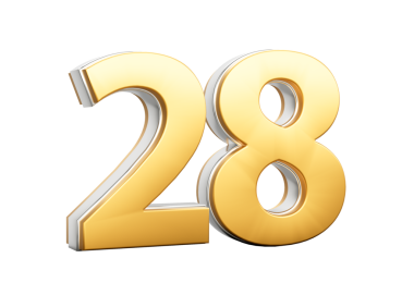 3 Boyutlu Altın Parlak 28 Numara Gümüş Çizgili 3D Görüntü