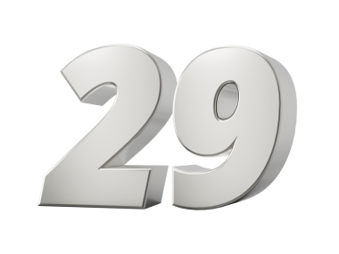 Gümüş 3D numara 29 29. 3d illüstrasyon