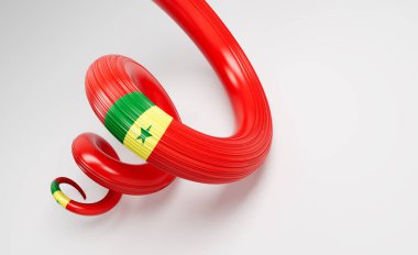 Senegal 3d Sarmal Parlak Kurdeleli Bayrak Beyaz Arkaplanda İzole Edildi 3d Görüntü