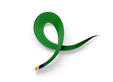 Saint Vincent ve Grenadines 'in 3D Bayrağı Parlak Dalgalı Farkındalık Kurdelesi 3D Görüntü