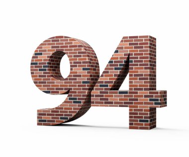 Tuğla Duvarı Numara 94 94 Renkli Tuğla Duvarı 3 boyutlu Görüntü
