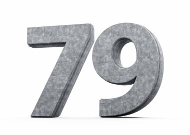 Beton Numarası 79. Gri Beton Taştan Yapım Beyaz Arkaplan 3D İllüstrasyon