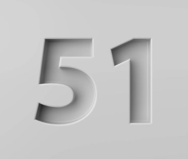 Parlak Beyaz 51 numara. Gizemli gölgesi olan 51 numara 3 boyutlu resimle kabartmalı.