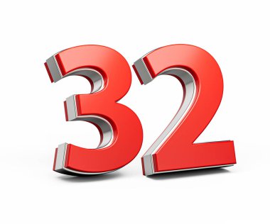 Kalın Kırmızı 32 numara Metalik Arkaplan 3D Görüntü