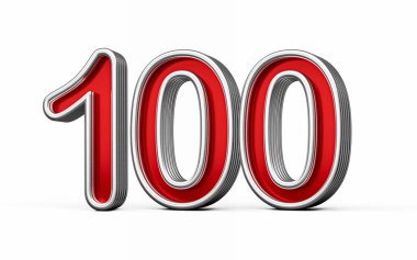 Parlak Metalik Işıltılı ve kıvrımlı kenarlı 100 numara, 3 boyutlu Görüntü