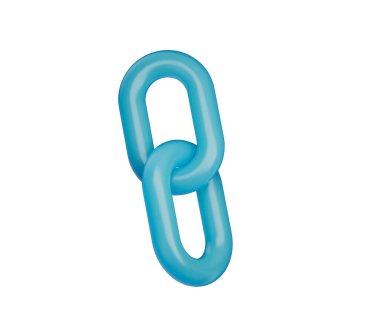 3D Mavi zincir halka simgesi, parlak bir bitiş ile bağlantı ve birliği sembolize ediyor. 3d illüstrasyon