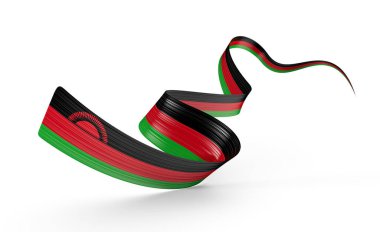 Malawi 'nin 3d Bayrağı Beyaz Arkaplanda Parlak Dalgalı Malawi Kurdelesi 3d Görüntü