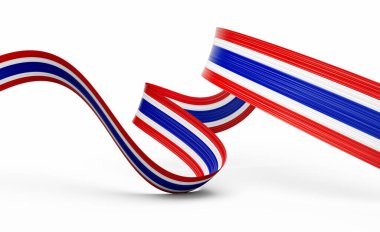 3d Flag Of Thailand 3d Wavy Shiny Thailand Ribbon Flag On White Background 3d Illustration