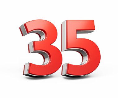 Kalın Kırmızı 35 numara Metalik Arkaplan 3D Görüntü